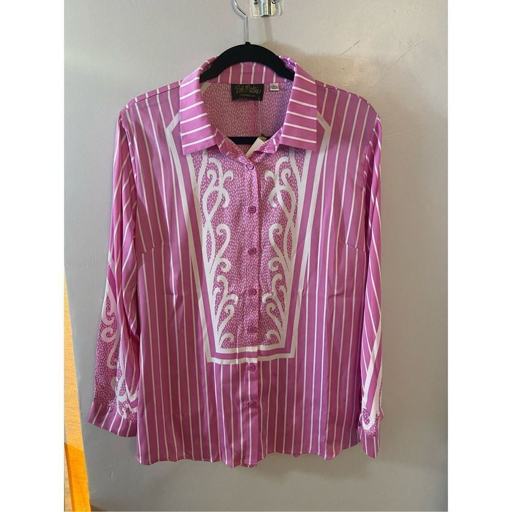 Bob Mackie Wearable Art Pink Button-down Size Large NWT
